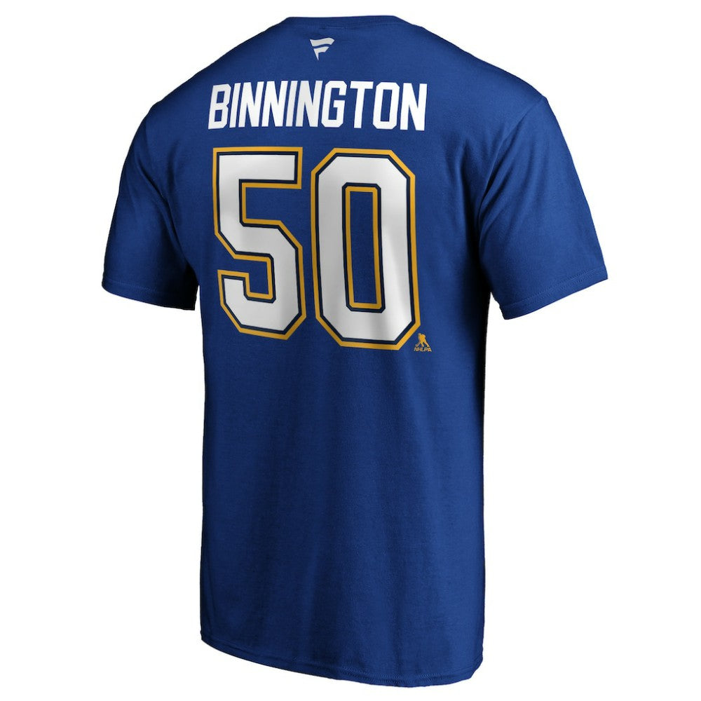 Jordan Binnington St. Louis Blues Fanatics Authentic Stack Player Name & Number T-Shirt - Blue - NHL