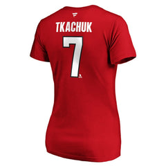 Brady Tkachuk Ottawa Senators Fanatics Women's Authentic Stack Name & Number V-Neck T-Shirt - Red - NHL