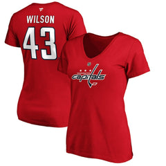 Tom Wilson Washington Capitals Fanatics Women's Authentic Stack Name & Number V-Neck T-Shirt - Red - NHL