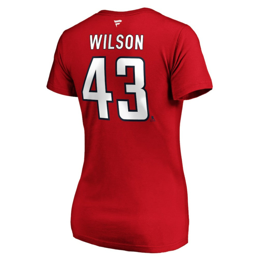 Tom Wilson Washington Capitals Fanatics Women's Authentic Stack Name & Number V-Neck T-Shirt - Red - NHL