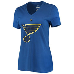 Jordan Binnington St. Louis Blues Fanatics Women's Authentic Stack Name & Number V-Neck T-Shirt - Blue - NHL