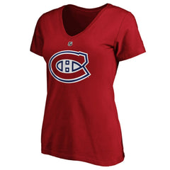 Carey Price Montreal Canadiens Fanatics Women's Authentic Stack Name & Number V-Neck T-Shirt - Red - NHL
