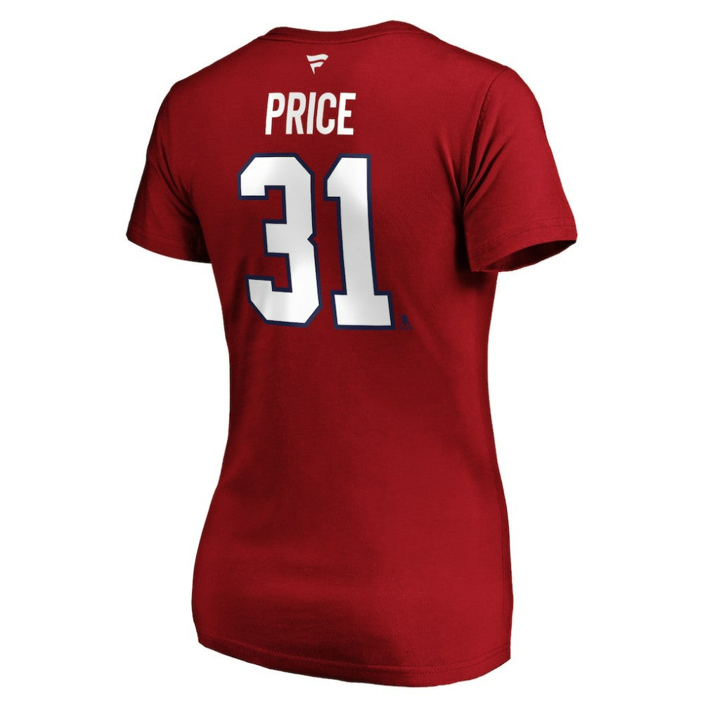 Carey Price Montreal Canadiens Fanatics Women's Authentic Stack Name & Number V-Neck T-Shirt - Red - NHL