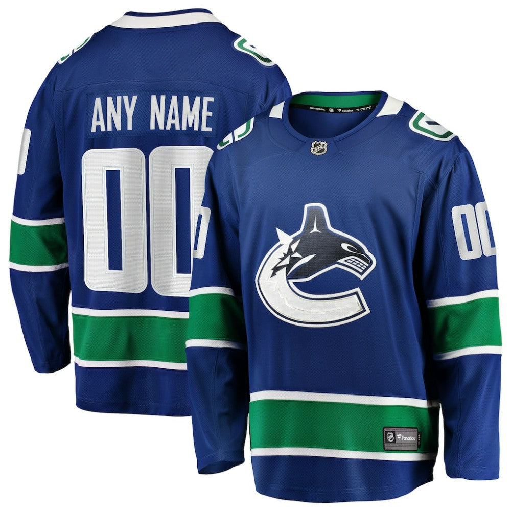 Vancouver Canucks Fanatics Home Team Breakaway Custom Jersey - Blue - NHL