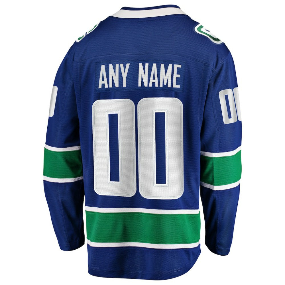 Vancouver Canucks Fanatics Home Team Breakaway Custom Jersey - Blue - NHL
