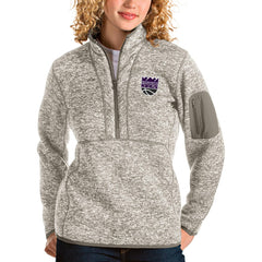 Sacramento Kings Antigua Women's Fortune Quarter-Zip Pullover Jacket Natural - NBA