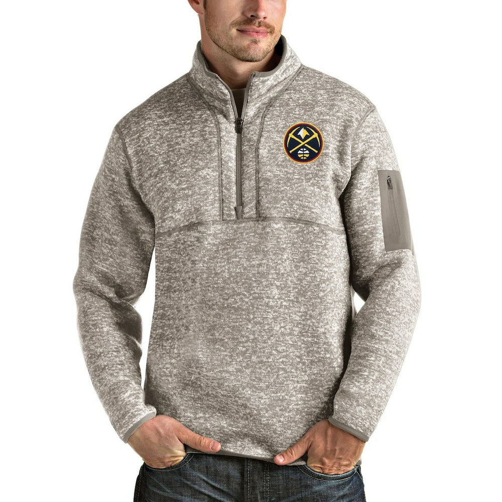 Denver Nuggets Antigua Fortune Quarter-Zip Pullover Jacket Natural - NBA