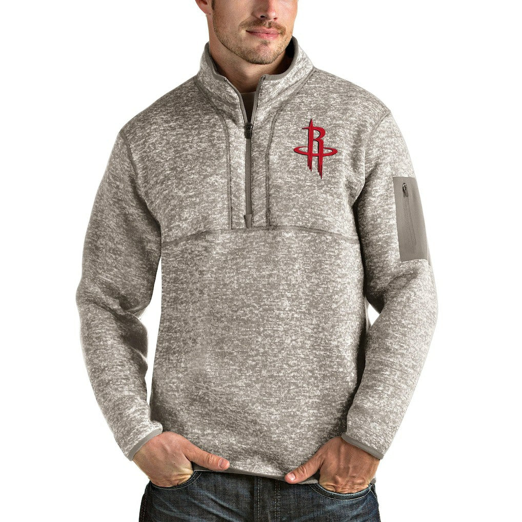 Houston Rockets Antigua Fortune Quarter-Zip Pullover Jacket Natural - NBA