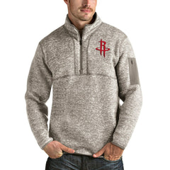 Houston Rockets Antigua Fortune Quarter-Zip Pullover Jacket Natural - NBA