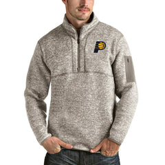 Indiana Pacers Antigua Fortune Quarter-Zip Pullover Jacket Natural - NBA