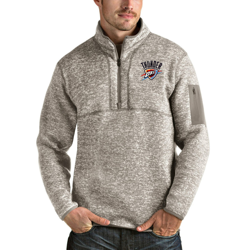 Oklahoma City Thunder Antigua Fortune Quarter-Zip Pullover Jacket Natural - NBA