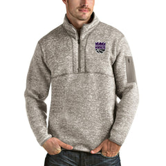 Sacramento Kings Antigua Fortune Quarter-Zip Pullover Jacket Natural - NBA