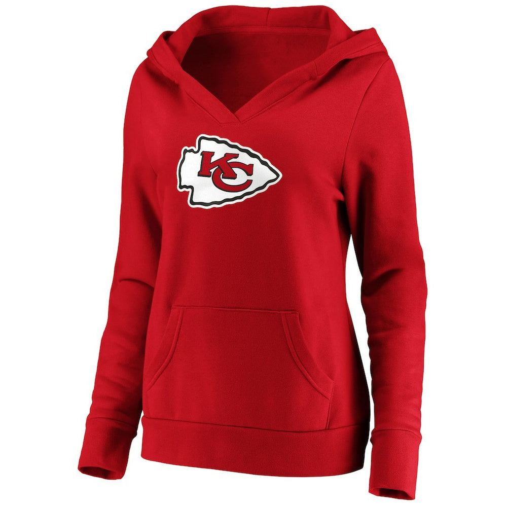 Kansas City Chiefs Women's Primary Team Logo V-Neck Pullover Hoodie Red | Fanatics