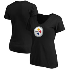 Pittsburgh Steelers Women's Primary Logo V-Neck T-Shirt Black | Fanatics