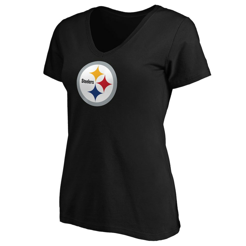 Pittsburgh Steelers Women's Primary Logo V-Neck T-Shirt Black | Fanatics