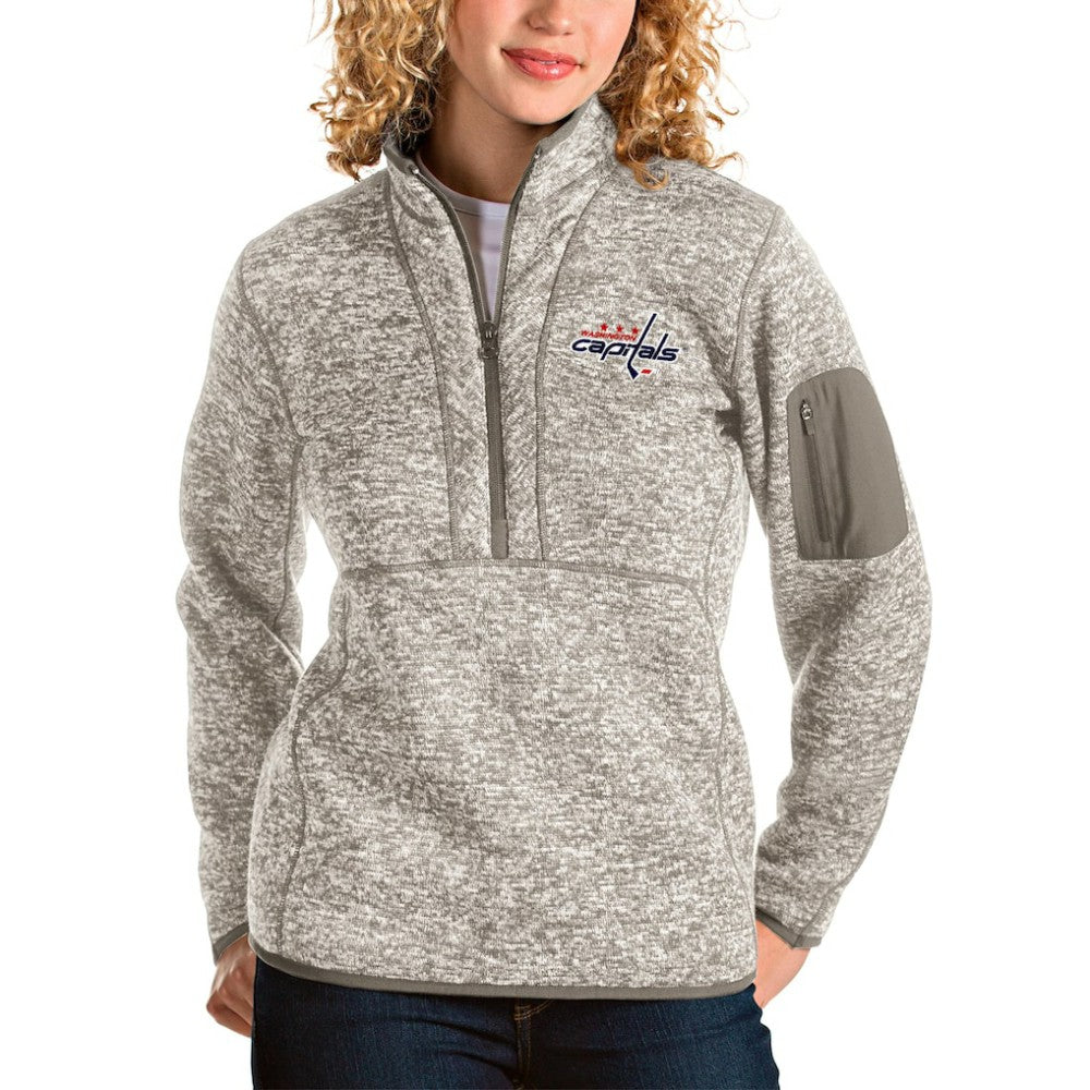 Washington Capitals Antigua Women's Fortune Half-Zip Sweatshirt - Oatmeal - NHL