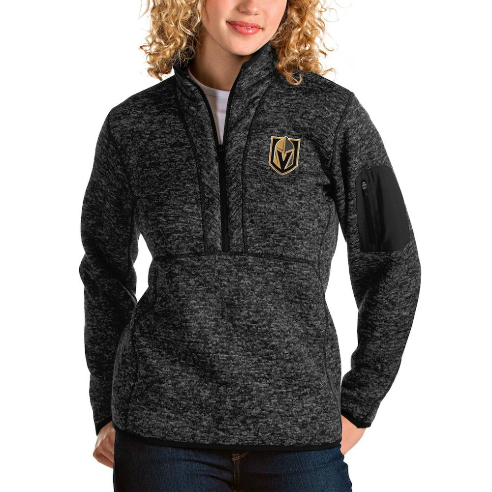 Vegas Golden Knights Antigua Women's Fortune Half-Zip Sweatshirt - Heather Black - NHL