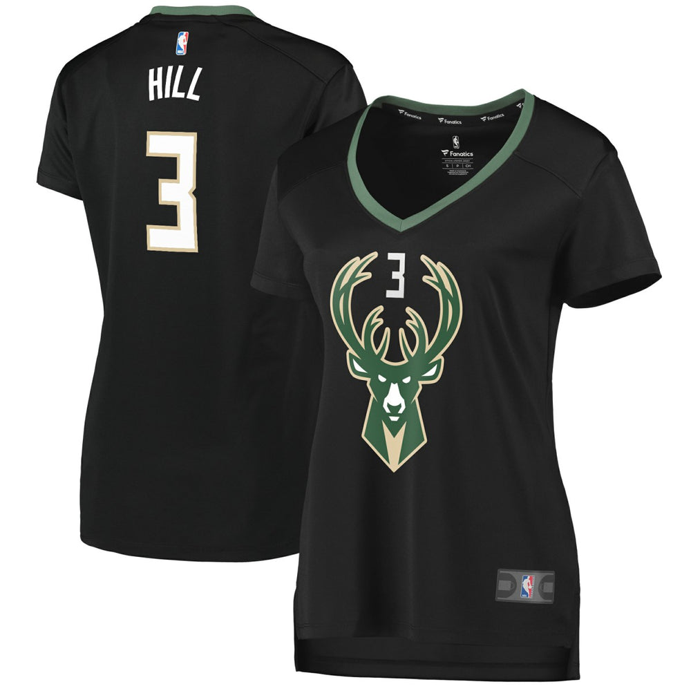 George Hill Milwaukee Bucks Women's Fast Break Replica Player Jersey Statement Edition Black - NBA