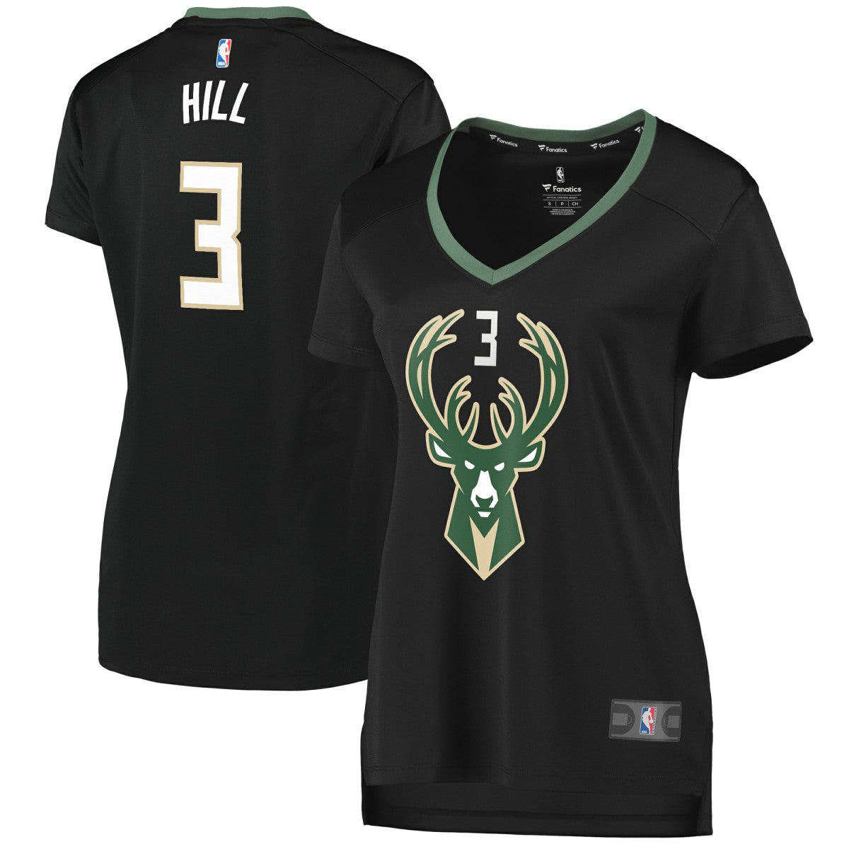 George Hill Milwaukee Bucks Women's Fast Break Replica Player Jersey Statement Edition Black - NBA