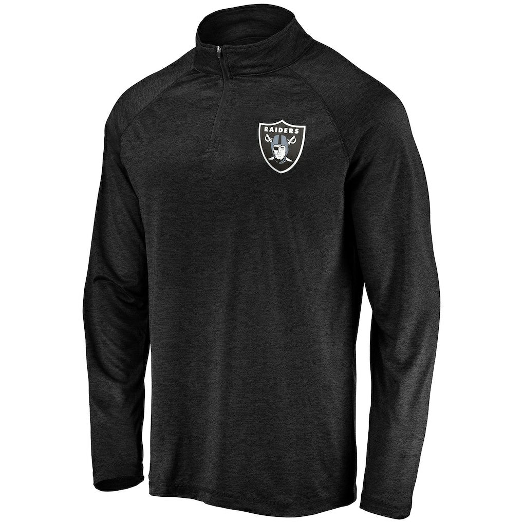 Las Vegas Raiders Striated Primary Logo Raglan Quarter-Zip Pullover Jacket Black | Fanatics