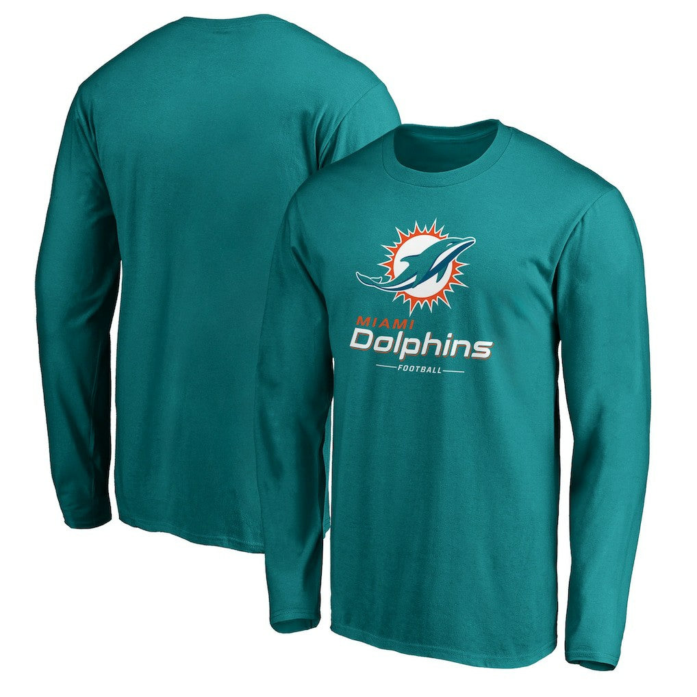 Miami Dolphins Team Lockup Long Sleeve T-Shirt Aqua | Fanatics