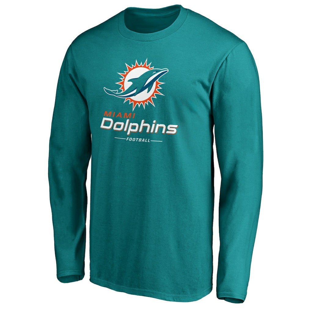 Miami Dolphins Team Lockup Long Sleeve T-Shirt Aqua | Fanatics