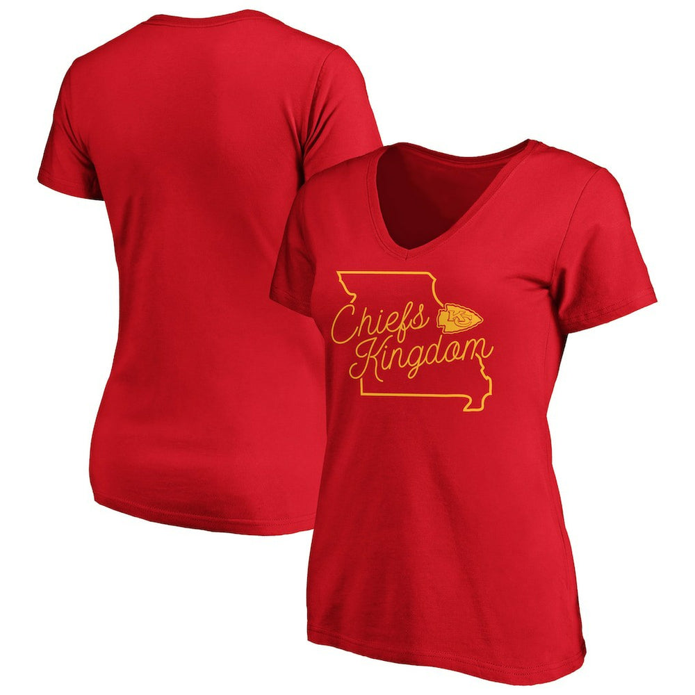 Kansas City Chiefs Women's Iconic Script State V-Neck T-Shirt Red | Fanatics