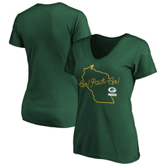 Green Bay Packers Women's Team Iconic Script State V-Neck T-Shirt Green | Fanatics