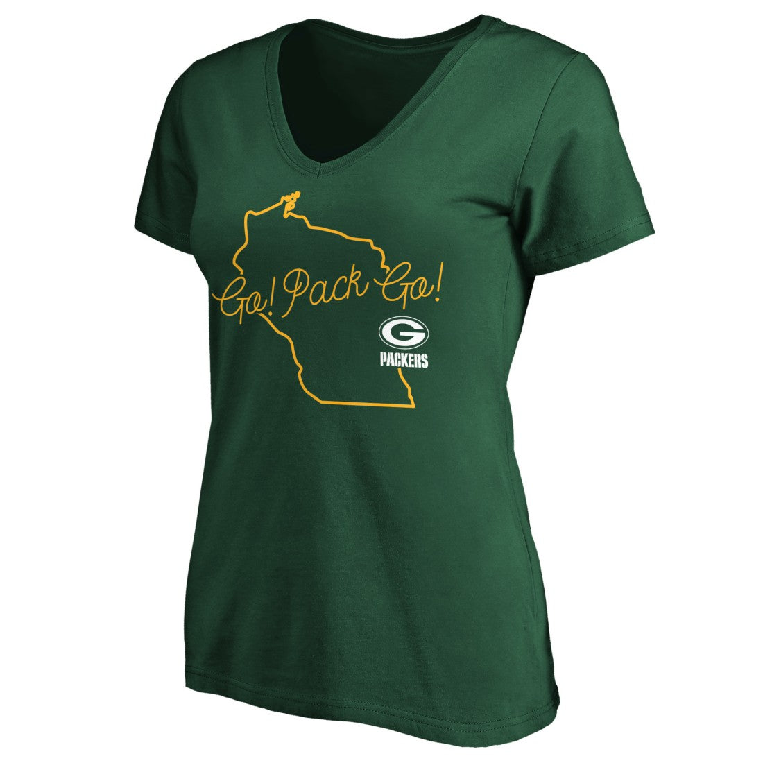 Green Bay Packers Women's Team Iconic Script State V-Neck T-Shirt Green | Fanatics