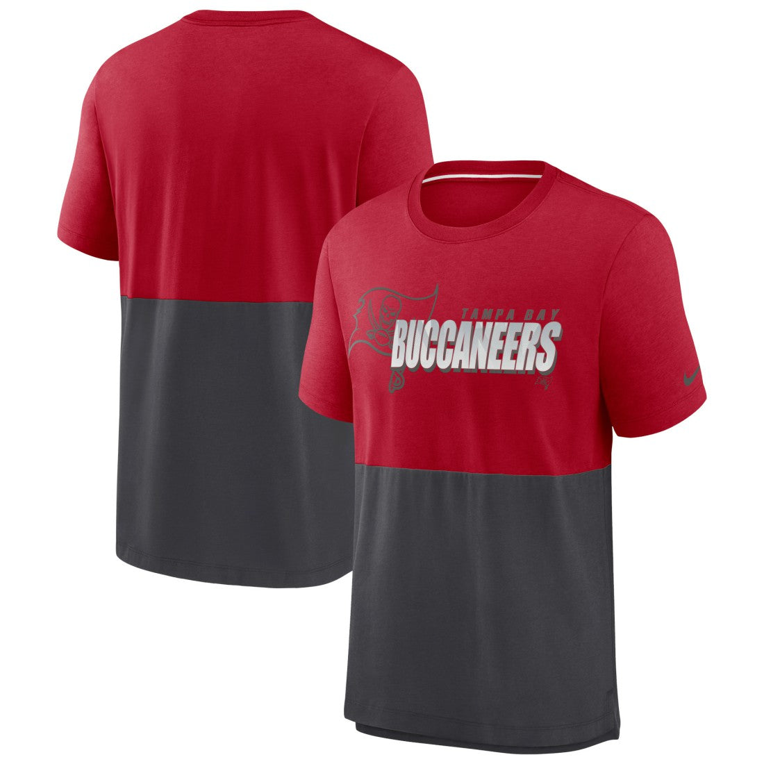 Tampa Bay Buccaneers Fan Gear Colorblock Tri-Blend T-Shirt Red/Pewter | Nike for Sale