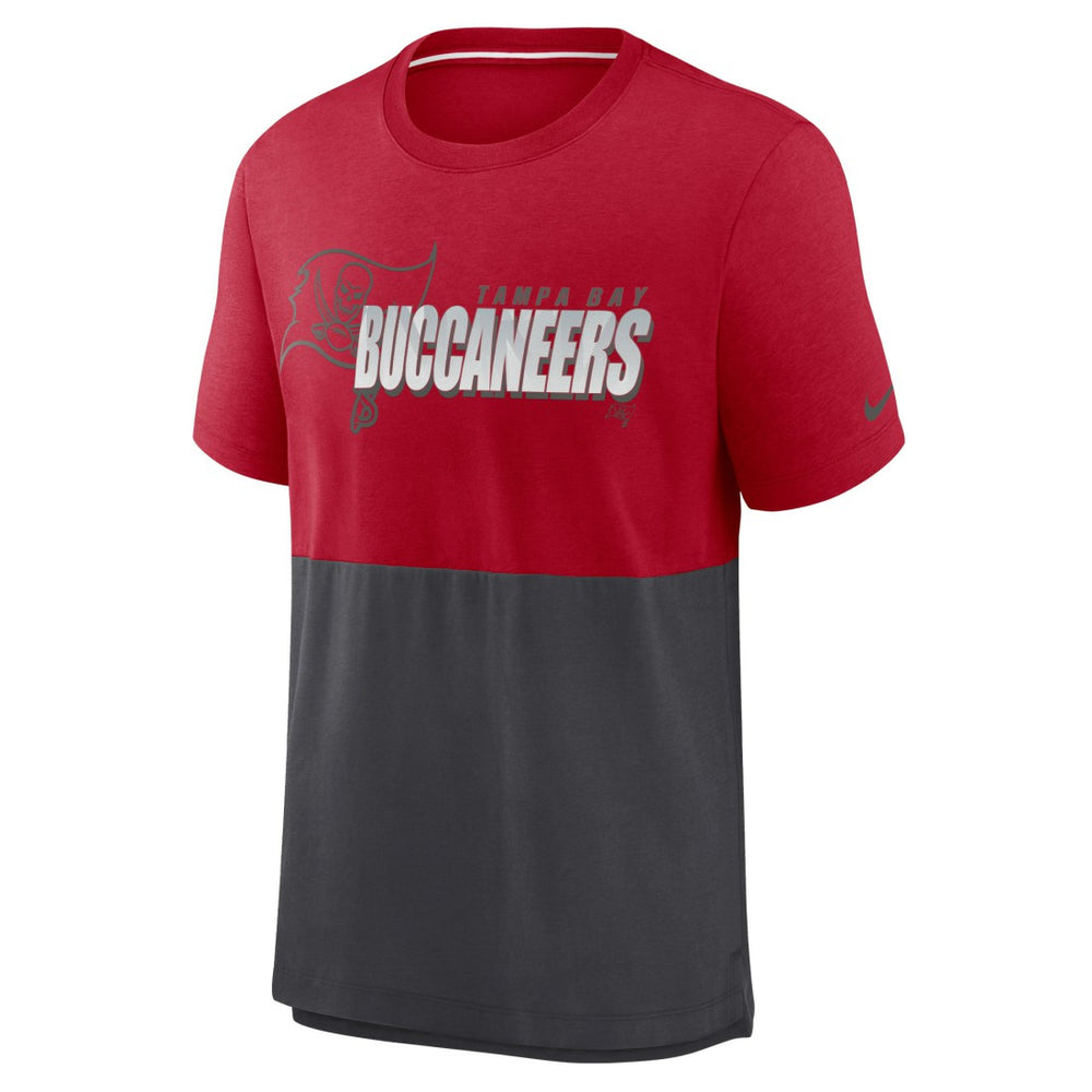 Tampa Bay Buccaneers Fan Gear Colorblock Tri-Blend T-Shirt Red/Pewter | Nike for Sale