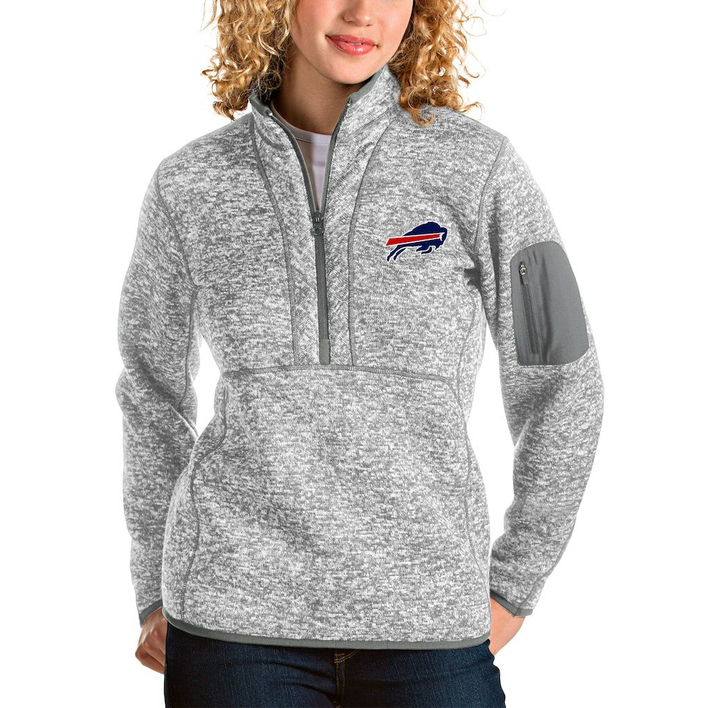 Buffalo Bills Antigua Women's Fortune Half-Zip Pullover Jacket Gray | NFL