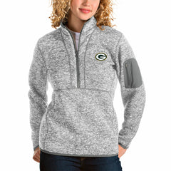 Green Bay Packers Antigua Women's Fortune Half-Zip Pullover Jacket Gray | NFL