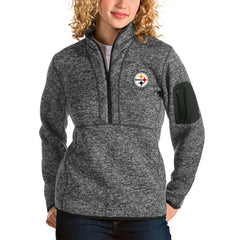 Pittsburgh Steelers Antigua Women's Fortune Half-Zip Pullover Jacket Charcoal | NFL
