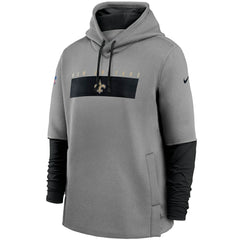 New Orleans Saints Sideline Playbook Performance Pullover Hoodie Heathered Gray/Black | Nike for Sale