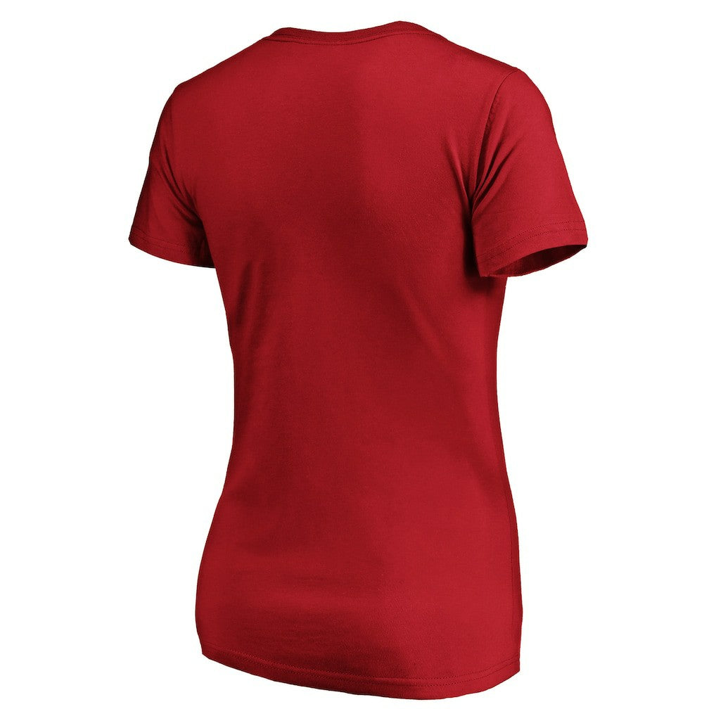 San Francisco 49ers Women's Iconic Script State V-Neck T-Shirt Scarlet | Fanatics
