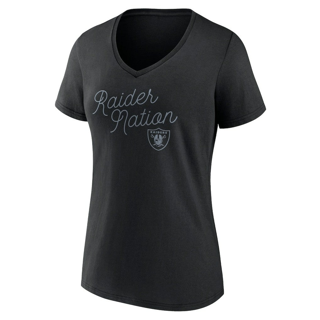 Las Vegas Raiders Women's Iconic Script State V-Neck T-Shirt Black | Fanatics