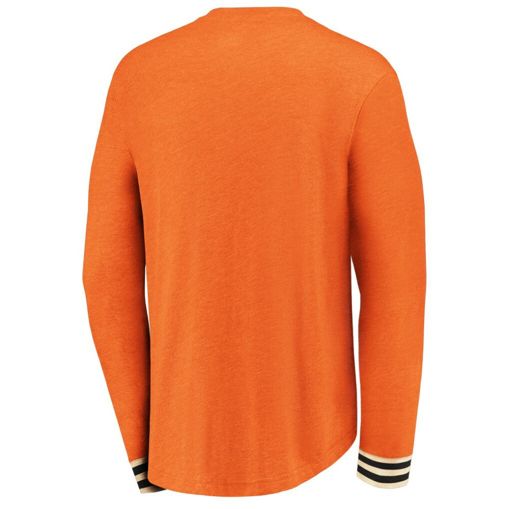 Philadelphia Flyers Fanatics True Classics Henley Long Sleeve T-Shirt - Heathered Orange - NHL