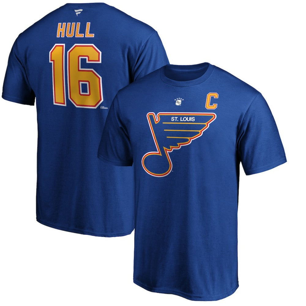 Brett Hull St. Louis Blues Fanatics Authentic Stack Retired Player Name & Number T-Shirt - Blue - NHL