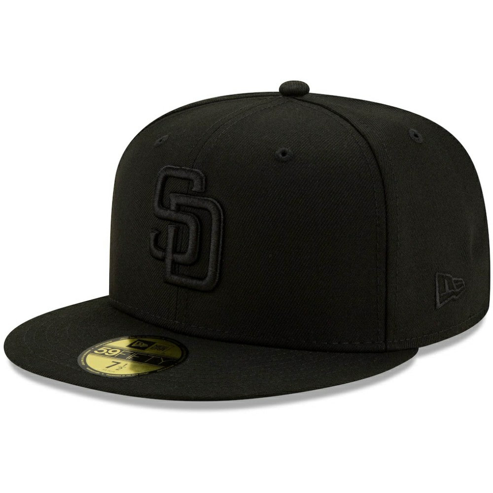San Diego Padres New Era Black on Black 59FIFTY Fitted Hat - MLB
