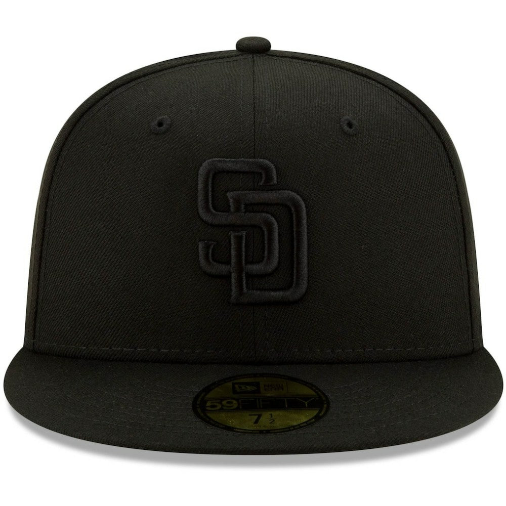 San Diego Padres New Era Black on Black 59FIFTY Fitted Hat - MLB