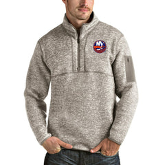 New York Islanders Antigua Fortune Half-Zip Pullover Jacket - Oatmeal - NHL