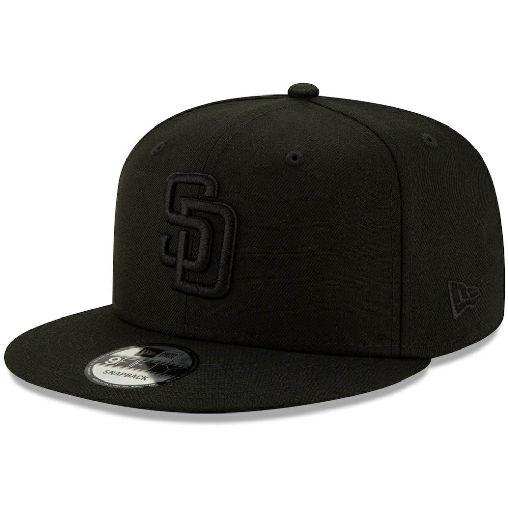 San Diego Padres New Era Black on Black 9FIFTY Snapback Adjustable Hat - MLB