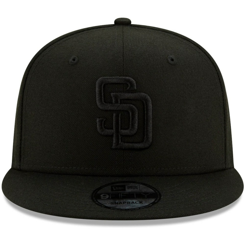 San Diego Padres New Era Black on Black 9FIFTY Snapback Adjustable Hat - MLB