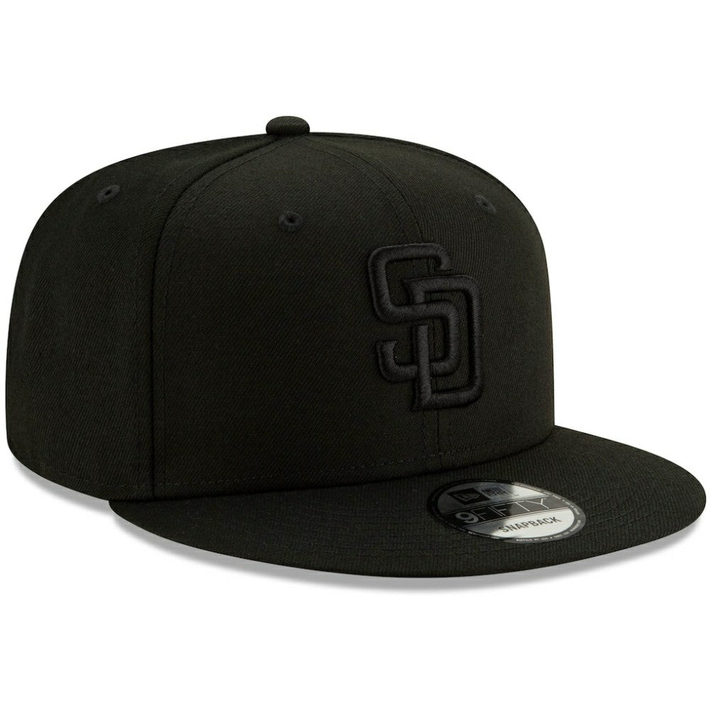 San Diego Padres New Era Black on Black 9FIFTY Snapback Adjustable Hat - MLB