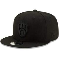 Milwaukee Brewers New Era Black on Black 9FIFTY Snapback Adjustable Hat - MLB