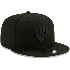 Milwaukee Brewers New Era Black on Black 9FIFTY Snapback Adjustable Hat - MLB