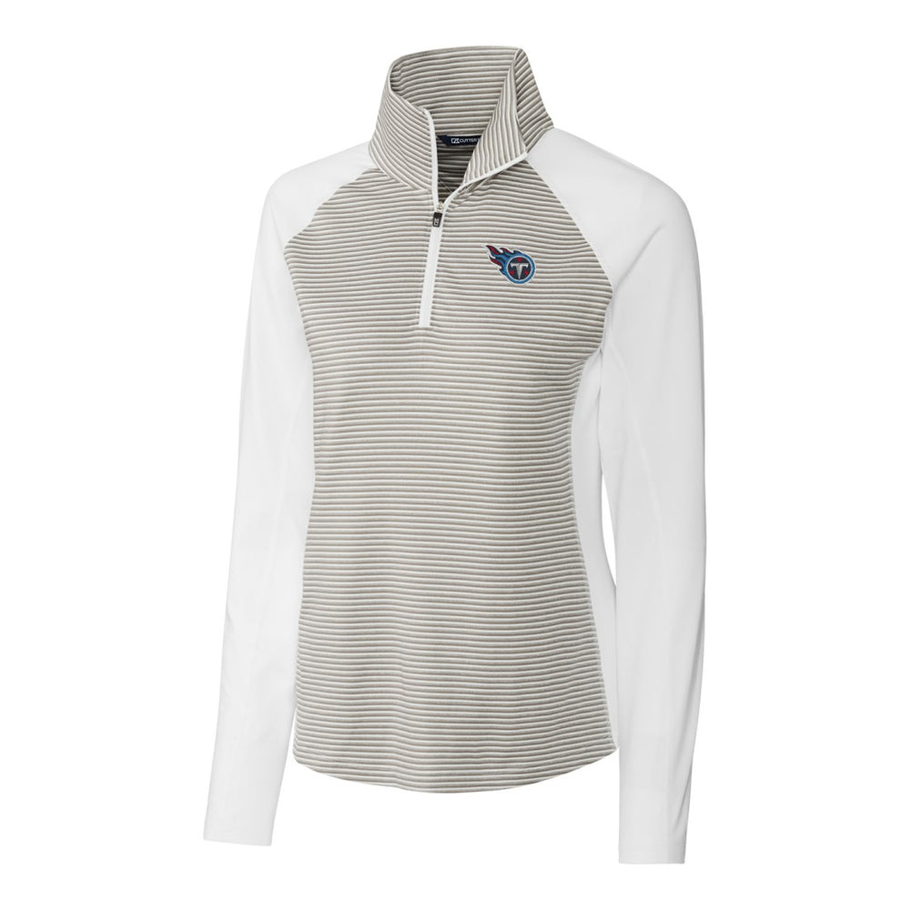 Tennessee Titans Cutter & Buck Women's Forge Tonal Stripe Half-Zip Pullover Jacket White | NFL