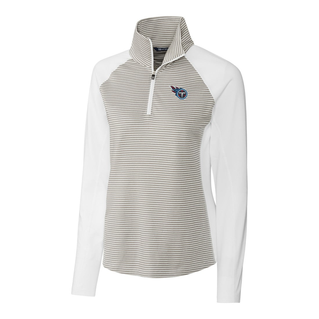 Tennessee Titans Cutter & Buck Women's Forge Tonal Stripe Half-Zip Pullover Jacket White | NFL