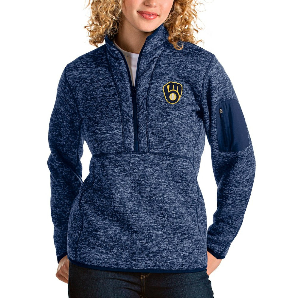 Milwaukee Brewers Antigua Women's Fortune Half-Zip Pullover Jacket - MLB